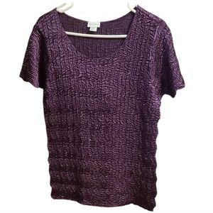 Jaclyn Smith Deep Purple Crinkle Blouse